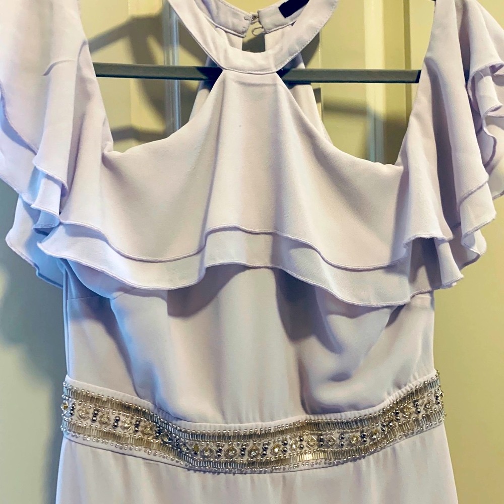 Lavender gown.